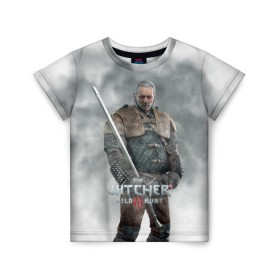 Детская футболка 3D с принтом The Witcher в Новосибирске, 100% гипоаллергенный полиэфир | прямой крой, круглый вырез горловины, длина до линии бедер, чуть спущенное плечо, ткань немного тянется | witcher | ведьмак | геральт