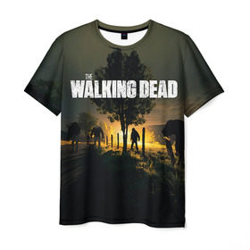 Мужская футболка 3D с принтом Walking Dead в Новосибирске, 100% полиэфир | прямой крой, круглый вырез горловины, длина до линии бедер | ходячие мертвецы