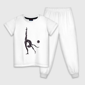 Детская пижама хлопок с принтом Гимнастка с мячом в Новосибирске, 100% хлопок |  брюки и футболка прямого кроя, без карманов, на брюках мягкая резинка на поясе и по низу штанин
 | булавы | гимнастика | гимнастка | лента | мяч | обруч | художественная гимнастика