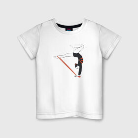 Детская футболка хлопок с принтом Гимнастка со скакалкой в Новосибирске, 100% хлопок | круглый вырез горловины, полуприлегающий силуэт, длина до линии бедер | булавы | гимнастика | гимнастка | лента | мяч | обруч | художественная гимнастика