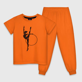 Детская пижама хлопок с принтом Гимнастка с обручем в Новосибирске, 100% хлопок |  брюки и футболка прямого кроя, без карманов, на брюках мягкая резинка на поясе и по низу штанин
 | булавы | гимнастика | гимнастка | лента | мяч | обруч | художественная гимнастика