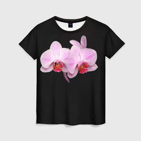 Женская футболка 3D с принтом Орхидея в Новосибирске, 100% полиэфир ( синтетическое хлопкоподобное полотно) | прямой крой, круглый вырез горловины, длина до линии бедер | 