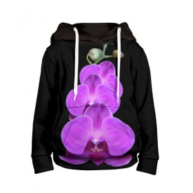 Детская толстовка 3D с принтом Орхидея в Новосибирске, 100% полиэстер | двухслойный капюшон со шнурком для регулировки, мягкие манжеты на рукавах и по низу толстовки, спереди карман-кенгуру с мягким внутренним слоем | Тематика изображения на принте: орхидея | флора | цветок