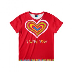 Детская футболка 3D с принтом Милое сердечко в Новосибирске, 100% гипоаллергенный полиэфир | прямой крой, круглый вырез горловины, длина до линии бедер, чуть спущенное плечо, ткань немного тянется | любовь | поцелуй | святой валентин | сердце | счастье | я люблю тебя