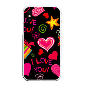 Чехол для iPhone XS Max матовый с принтом Праздник любви в Новосибирске, Силикон | Область печати: задняя сторона чехла, без боковых панелей | Тематика изображения на принте: любовь | поцелуй | праздник | святой валентин | сердце | счастье | я люблю тебя