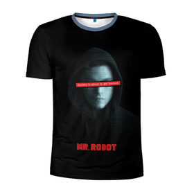 Мужская футболка 3D спортивная с принтом Mr Robot в Новосибирске, 100% полиэстер с улучшенными характеристиками | приталенный силуэт, круглая горловина, широкие плечи, сужается к линии бедра | fsociety | mr robot | анонимус | мистер робот