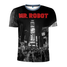 Мужская футболка 3D спортивная с принтом Мистер Робот в Новосибирске, 100% полиэстер с улучшенными характеристиками | приталенный силуэт, круглая горловина, широкие плечи, сужается к линии бедра | fsociety | mr robot | анонимус | мистер робот