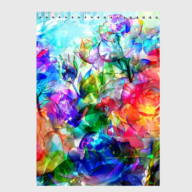 Скетчбук с принтом Стеклянные цветы в Новосибирске, 100% бумага
 | 48 листов, плотность листов — 100 г/м2, плотность картонной обложки — 250 г/м2. Листы скреплены сверху удобной пружинной спиралью | Тематика изображения на принте: розы | стекло | цветы
