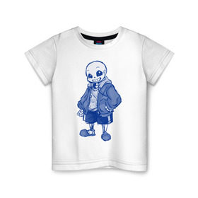 Детская футболка хлопок с принтом Sans в Новосибирске, 100% хлопок | круглый вырез горловины, полуприлегающий силуэт, длина до линии бедер | sans | undertale