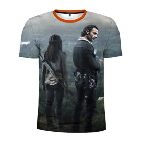 Мужская футболка 3D спортивная с принтом The Walking Dead в Новосибирске, 100% полиэстер с улучшенными характеристиками | приталенный силуэт, круглая горловина, широкие плечи, сужается к линии бедра | Тематика изображения на принте: 