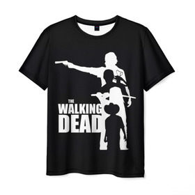 Мужская футболка 3D с принтом The Walking Dead в Новосибирске, 100% полиэфир | прямой крой, круглый вырез горловины, длина до линии бедер | Тематика изображения на принте: the walking dead | америка | апокалипсис | глен | дерил | зомби | карл | кровь | рик | сша | ходячие мертвецы