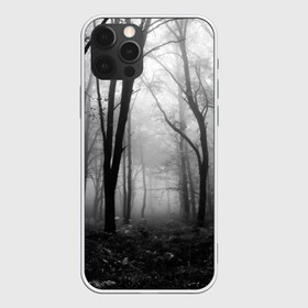 Чехол для iPhone 12 Pro Max с принтом Туман в лесу в Новосибирске, Силикон |  | black   white | fog | forest | morning | photo | silhouette | trees | деревья | лес | силуэт | туман | утро | фото | черно   белое