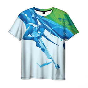 Мужская футболка 3D с принтом Биатлон Зимний вид спорта в Новосибирске, 100% полиэфир | прямой крой, круглый вырез горловины, длина до линии бедер | biathlon | биатлон | гонка | зимний | кубок мира | спринт | чемпионат | чемпионат мира | эстафета
