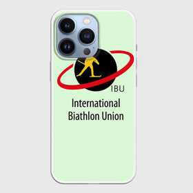 Чехол для iPhone 13 Pro с принтом IBU в Новосибирске,  |  | biathlon | ibu | international biathlon union | биатлон | гонка | зимний спорт | кубок мира | олимпиада | спорт | спринт | чемпионат | чемпионат мира | эстафета