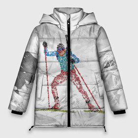 Женская зимняя куртка 3D с принтом Спортсмен биатлонист в Новосибирске, верх — 100% полиэстер; подкладка — 100% полиэстер; утеплитель — 100% полиэстер | длина ниже бедра, силуэт Оверсайз. Есть воротник-стойка, отстегивающийся капюшон и ветрозащитная планка. 

Боковые карманы с листочкой на кнопках и внутренний карман на молнии | biathlon | биатлон | гонка | зимний спорт | кубок мира | олимпиада | спорт | спринт | чемпионат | чемпионат мира | эстафета
