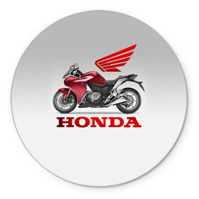 Коврик круглый с принтом Honda 2 в Новосибирске, резина и полиэстер | круглая форма, изображение наносится на всю лицевую часть | Тематика изображения на принте: honda | moto | мото | мотоцикл | мотоциклы | хонда