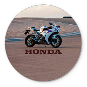 Коврик круглый с принтом Honda 1 в Новосибирске, резина и полиэстер | круглая форма, изображение наносится на всю лицевую часть | Тематика изображения на принте: honda | moto | мото | мотоцикл | мотоциклы | хонда