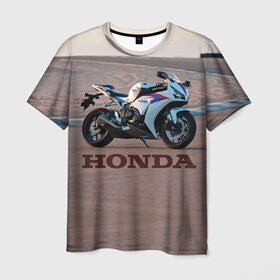 Мужская футболка 3D с принтом Honda 1 в Новосибирске, 100% полиэфир | прямой крой, круглый вырез горловины, длина до линии бедер | honda | moto | мото | мотоцикл | мотоциклы | хонда