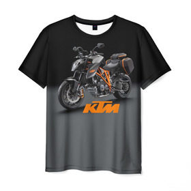Мужская футболка 3D с принтом KTM 4 в Новосибирске, 100% полиэфир | прямой крой, круглый вырез горловины, длина до линии бедер | Тематика изображения на принте: ktm | moto | катээм | ктм | мото | мотоцикл | мотоциклы