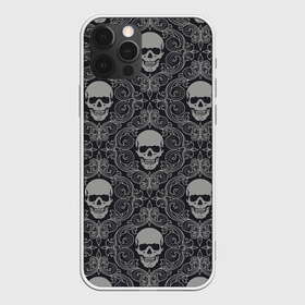 Чехол для iPhone 12 Pro Max с принтом Ажурные черепа в Новосибирске, Силикон |  | кости | мозаика | узор | череп