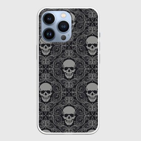 Чехол для iPhone 13 Pro с принтом Ажурные черепа в Новосибирске,  |  | Тематика изображения на принте: кости | мозаика | узор | череп