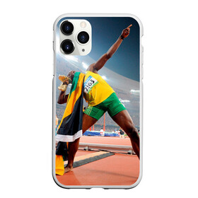 Чехол для iPhone 11 Pro матовый с принтом Болт в Новосибирске, Силикон |  | Тематика изображения на принте: bolt | атлетика | бег | олимпиада | усэйн