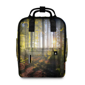 Женский рюкзак 3D с принтом Утро в лесу в Новосибирске, 100% полиэстер | лямки с регулируемой длиной, сверху ручки, чтобы рюкзак нести как сумку. Основное отделение закрывается на молнию, как и внешний карман. Внутри два дополнительных кармана, один из которых закрывается на молнию. По бокам два дополнительных кармашка, куда поместится маленькая бутылочка
 | bright | fog | forest | morning | sun | tree | trees | дерево | деревья | лес | солнце | туман | утро | яркое