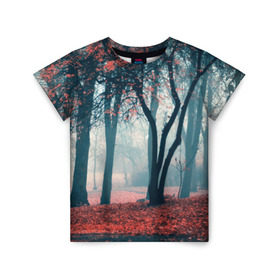 Детская футболка 3D с принтом Осень в Новосибирске, 100% гипоаллергенный полиэфир | прямой крой, круглый вырез горловины, длина до линии бедер, чуть спущенное плечо, ткань немного тянется | autumn | bright | colors | forest | paint | trees | деревья | краски | лес | осень | цвета | яркие