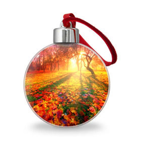Ёлочный шар с принтом Осень в Новосибирске, Пластик | Диаметр: 77 мм | autumn | bright | colors | forest | trees | деревья | краски | лес | лучи | осень | солнце | цвета | яркие