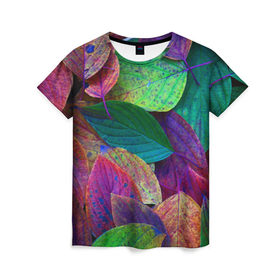Женская футболка 3D с принтом Осень в Новосибирске, 100% полиэфир ( синтетическое хлопкоподобное полотно) | прямой крой, круглый вырез горловины, длина до линии бедер | autumn | bright | color | forest | leaves | paint | trees | деревья | краски | лес | листья | осень | цвета | яркие