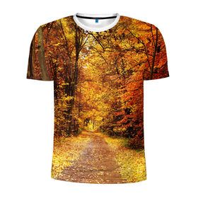Мужская футболка 3D спортивная с принтом Осень в Новосибирске, 100% полиэстер с улучшенными характеристиками | приталенный силуэт, круглая горловина, широкие плечи, сужается к линии бедра | autumn | bright | colors | forest | paint | trees | деревья | краски | лес | осень | цвета | яркие