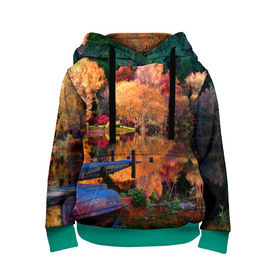 Детская толстовка 3D с принтом Осень в Новосибирске, 100% полиэстер | двухслойный капюшон со шнурком для регулировки, мягкие манжеты на рукавах и по низу толстовки, спереди карман-кенгуру с мягким внутренним слоем | Тематика изображения на принте: autumn | boat | bright | colors | forest | paint | river | trees | деревья | краски | лес | лодка | осень | река | цвета | яркие