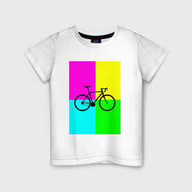 Детская футболка хлопок с принтом Велосипед фикс в Новосибирске, 100% хлопок | круглый вырез горловины, полуприлегающий силуэт, длина до линии бедер | fix | вело | велосипед | прикол | фикс