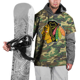 Накидка на куртку 3D с принтом Blackhawks Camouflage в Новосибирске, 100% полиэстер |  | camouflage | chicago blackhawks | hockey | nhl | нхл | хоккей