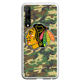 Чехол для Honor P30 с принтом Blackhawks Camouflage в Новосибирске, Силикон | Область печати: задняя сторона чехла, без боковых панелей | camouflage | chicago blackhawks | hockey | nhl | нхл | хоккей