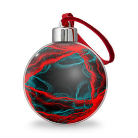 Ёлочный шар с принтом Fractal в Новосибирске, Пластик | Диаметр: 77 мм | Тематика изображения на принте: волны | красный | черный