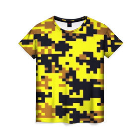 Женская футболка 3D с принтом Пиксели в Новосибирске, 100% полиэфир ( синтетическое хлопкоподобное полотно) | прямой крой, круглый вырез горловины, длина до линии бедер | военная тематика | камуфляж | милитари