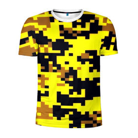 Мужская футболка 3D спортивная с принтом Пиксели в Новосибирске, 100% полиэстер с улучшенными характеристиками | приталенный силуэт, круглая горловина, широкие плечи, сужается к линии бедра | военная тематика | камуфляж | милитари
