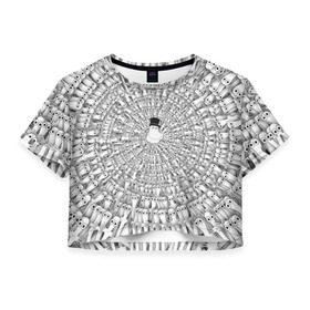 Женская футболка 3D укороченная с принтом Хатифнатты в Новосибирске, 100% полиэстер | круглая горловина, длина футболки до линии талии, рукава с отворотами | moomins | мумми тролль | папа