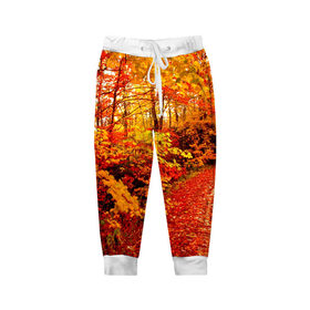 Детские брюки 3D с принтом Осень в Новосибирске, 100% полиэстер | манжеты по низу, эластичный пояс регулируется шнурком, по бокам два кармана без застежек, внутренняя часть кармана из мелкой сетки | autumn | bright | colors | forest | paint | trees | деревья | краски | лес | осень | цвета | яркие