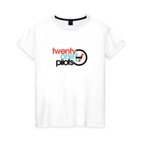 Женская футболка хлопок с принтом TwentyONE PILOTS в Новосибирске, 100% хлопок | прямой крой, круглый вырез горловины, длина до линии бедер, слегка спущенное плечо | 21 | blurryface | music | twenty one pilots