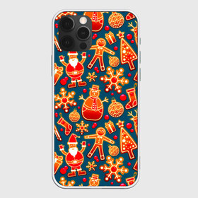 Чехол для iPhone 12 Pro Max с принтом Рождество в Новосибирске, Силикон |  | Тематика изображения на принте: колокольчик | олень | паттерн | свеча | снежинка | фон | шарик