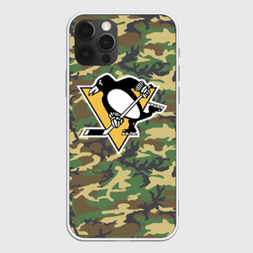 Чехол для iPhone 12 Pro с принтом Penguins Camouflage в Новосибирске, силикон | область печати: задняя сторона чехла, без боковых панелей | camouflage | hockey | nhl | pittsburgh penguins | нхл | хоккей