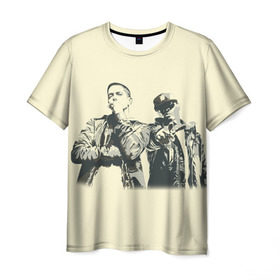 Мужская футболка 3D с принтом Эминем и 50 центов в Новосибирске, 100% полиэфир | прямой крой, круглый вырез горловины, длина до линии бедер | 50 cent | 50 центов | eminem | rap | музыка | рэп | эминем