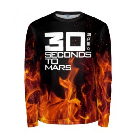 Мужской лонгслив 3D с принтом 30 seconds to mars fire в Новосибирске, 100% полиэстер | длинные рукава, круглый вырез горловины, полуприлегающий силуэт | jared leto