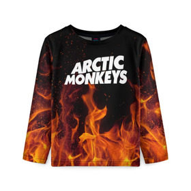 Детский лонгслив 3D с принтом Arctic Monkeys fire в Новосибирске, 100% полиэстер | длинные рукава, круглый вырез горловины, полуприлегающий силуэт
 | 