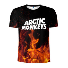 Мужская футболка 3D спортивная с принтом Arctic Monkeys fire в Новосибирске, 100% полиэстер с улучшенными характеристиками | приталенный силуэт, круглая горловина, широкие плечи, сужается к линии бедра | Тематика изображения на принте: 