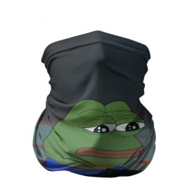 Бандана-труба 3D с принтом Sad frog в Новосибирске, 100% полиэстер, ткань с особыми свойствами — Activecool | плотность 150‒180 г/м2; хорошо тянется, но сохраняет форму | Тематика изображения на принте: pepe | пепе