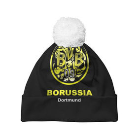 Шапка 3D c помпоном с принтом Borussia Dortmund в Новосибирске, 100% полиэстер | универсальный размер, печать по всей поверхности изделия | боруссия | дортмунд