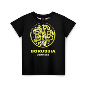 Детская футболка 3D с принтом Borussia Dortmund в Новосибирске, 100% гипоаллергенный полиэфир | прямой крой, круглый вырез горловины, длина до линии бедер, чуть спущенное плечо, ткань немного тянется | Тематика изображения на принте: боруссия | дортмунд